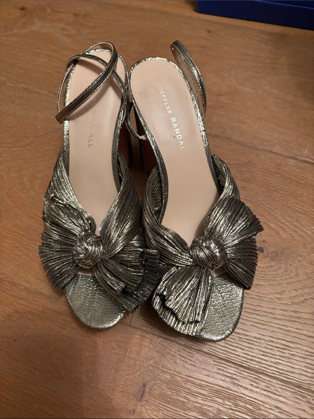 Loeffler Randall Metallic Gold Knotted Slingback Heels